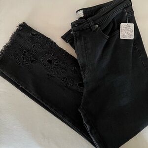 Free People Black Flare Wide Leg Jeans